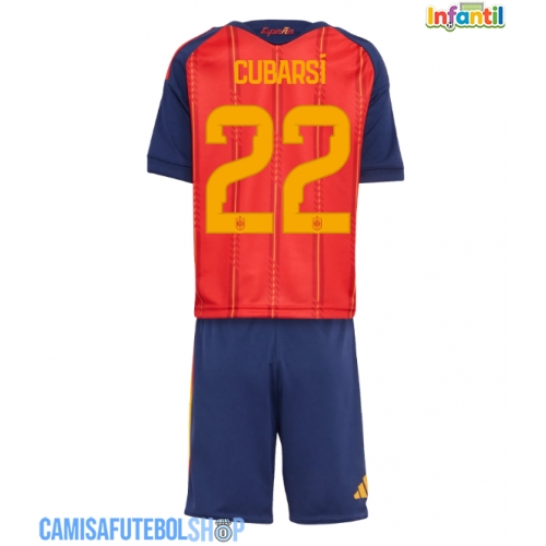 Camisa de time de futebol Espanha Pau Cubarsi #22 Replicas 1º Equipamento Infantil Mundo 2026 Manga Curta (+ Calças curtas)
